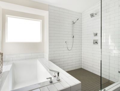 Built-in Shower Bench with Minimalist Tiles