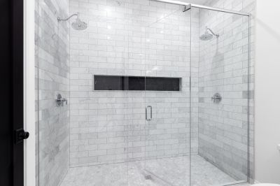 Elegant Shower with Stone Accents